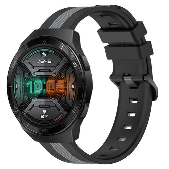 Per Huawei Watch GT 2E 22mm Cinturino in silicone bicolore verticale (nero + grigio)