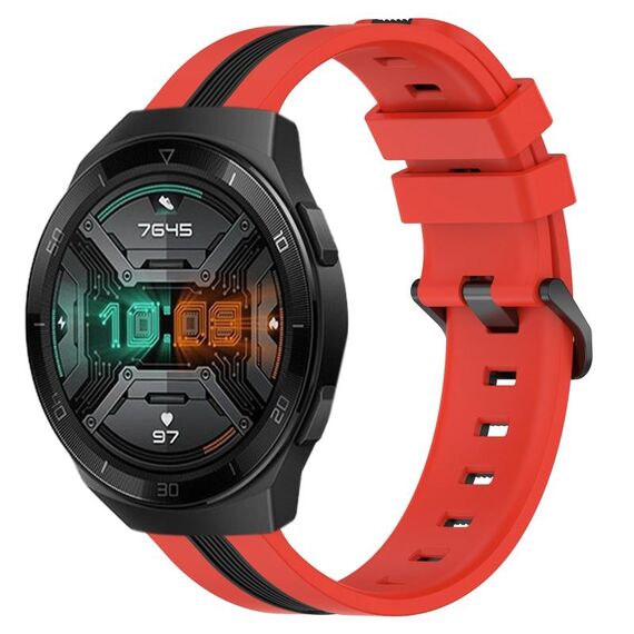 Per Huawei Watch GT 2E 22mm Cinturino in silicone bicolore verticale (rosso + nero)