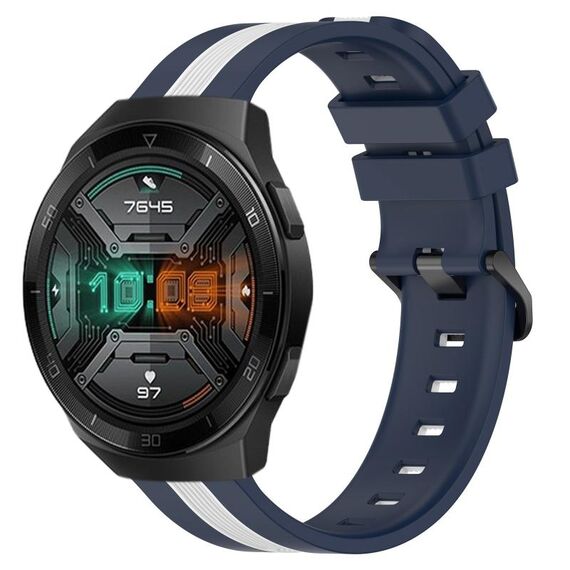 Per Huawei Watch GT 2E 22mm Cinturino in silicone bicolore verticale (blu + bianco)