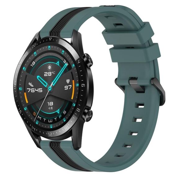 Per Huawei GT2 46mm 22mm Cinturino in silicone bicolore verticale (verde + nero)