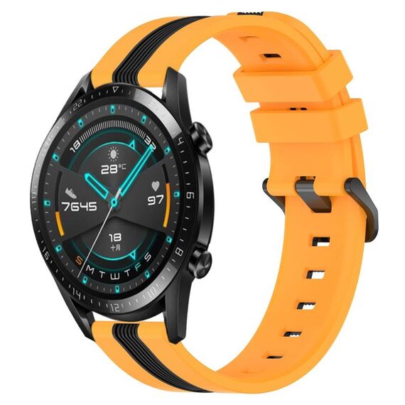 Per cinturino in silicone bicolore verticale Huawei GT2 46mm 22mm (giallo + nero)