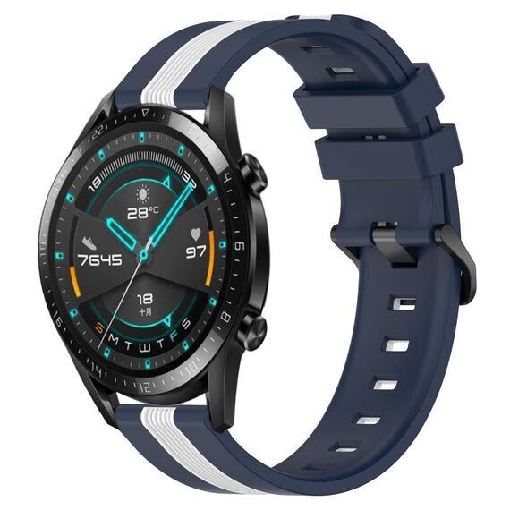 Per cinturino in silicone bicolore verticale Huawei GT2 46mm 22mm (blu + bianco)