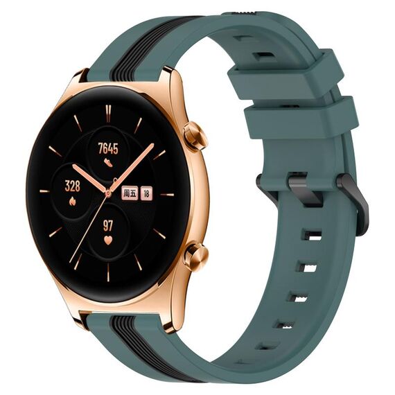 For Honor Watch GS 3 22mm Cinturino in silicone bicolore verticale (verde + nero)