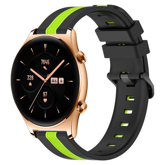 For Honor Watch GS 3 22mm Cinturino in silicone bicolore verticale (nero + verde lime)
