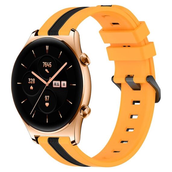 For Honor Watch GS 3 22mm Cinturino in silicone bicolore verticale (giallo + nero)