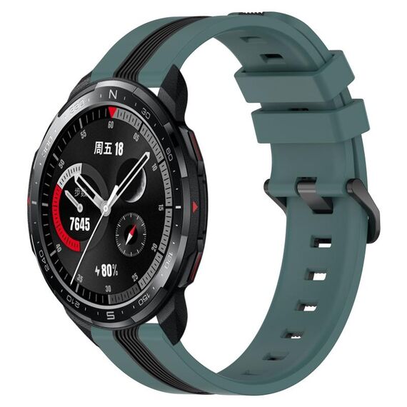 For Honor Watch GS Pro 22mm Cinturino in silicone bicolore verticale (verde + nero)