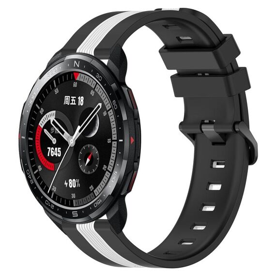For Honor Watch GS Pro 22mm Cinturino in silicone bicolore verticale (nero + bianco)