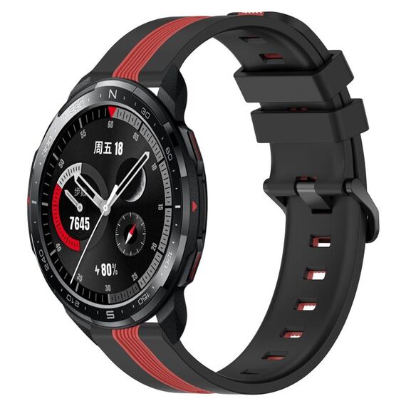 For Honor Watch GS Pro 22mm Cinturino in silicone bicolore verticale (nero + rosso)