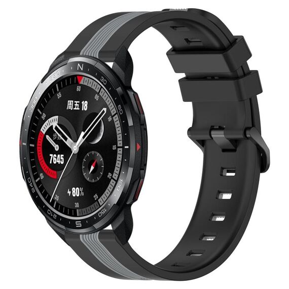 For Honor Watch GS Pro 22mm Cinturino in silicone bicolore verticale (nero + grigio)