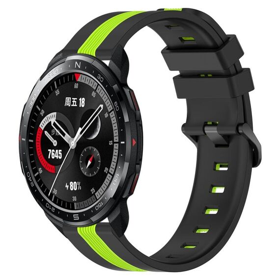 For Honor Watch GS Pro 22mm Cinturino in silicone bicolore verticale (nero + verde lime)