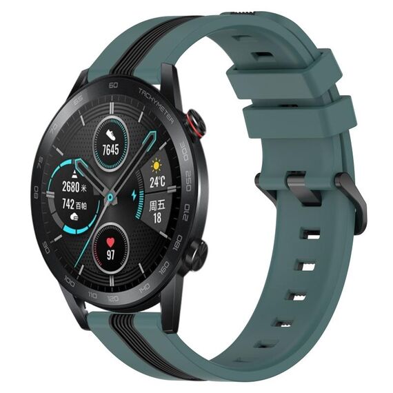 Per Honor Magic Watch 2 46mm 22mm Cinturino in silicone bicolore verticale (verde + nero)