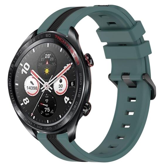 For Honor Watch Dream 22mm Cinturino in silicone bicolore verticale (verde + nero)