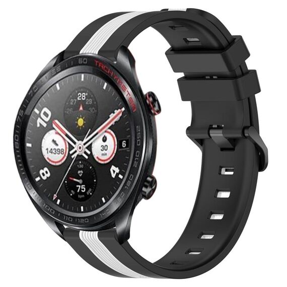 For Honor Watch Dream 22mm Cinturino in silicone bicolore verticale (nero + bianco)