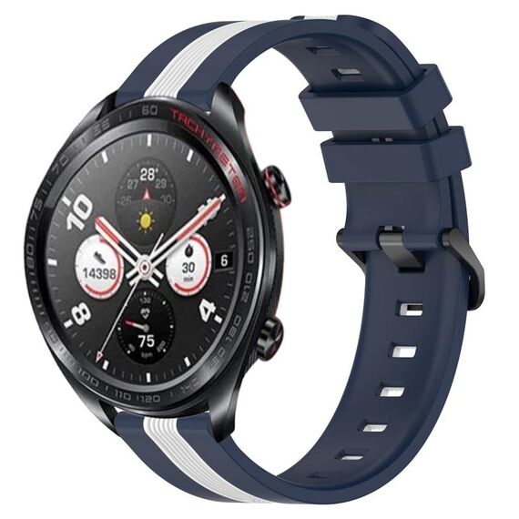 For Honor Watch Dream 22mm Cinturino in silicone bicolore verticale (blu + bianco)
