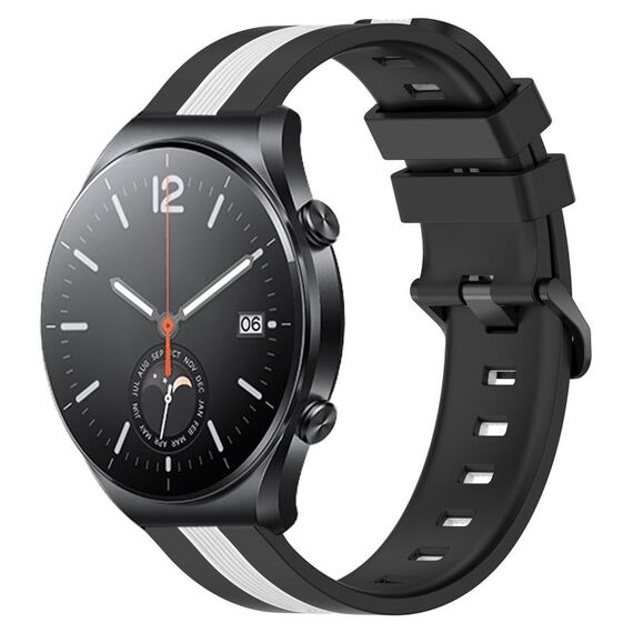 Per Xiaomi MI Watch S1 Cinturino in silicone bicolore verticale da 22 mm (nero + bianco)