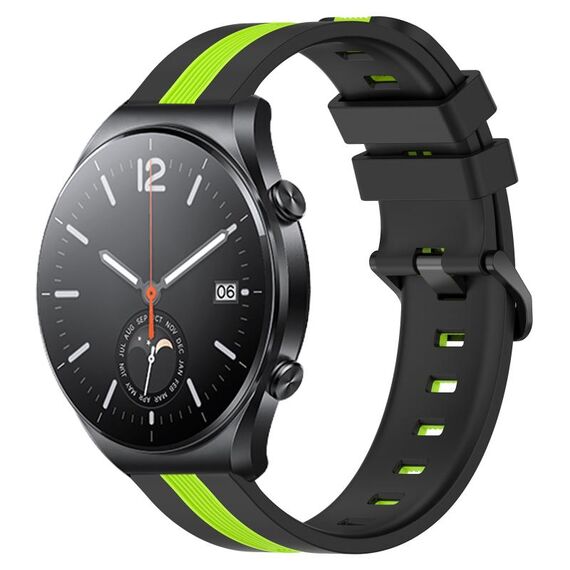 Per Xiaomi MI Watch S1 Cinturino in silicone bicolore verticale da 22 mm (nero + verde lime)