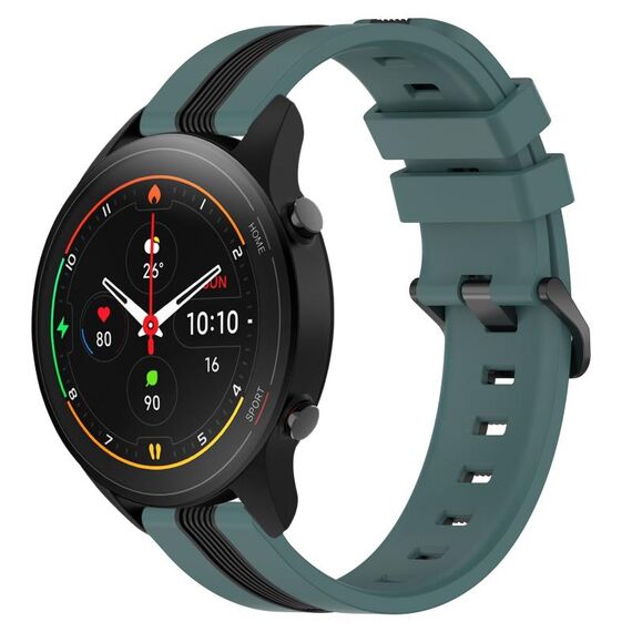 Per Xiaomi MI Watch S1 Pro 22mm Cinturino in silicone bicolore verticale (verde + nero)