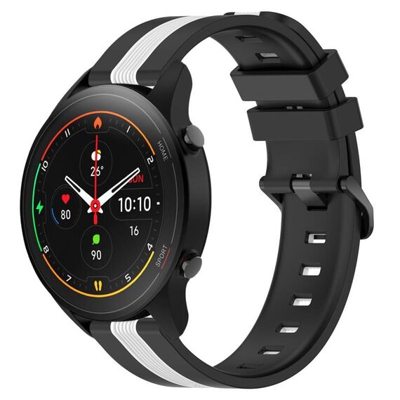 Per Xiaomi MI Watch S1 Pro Cinturino in silicone bicolore verticale da 22 mm (nero + bianco)
