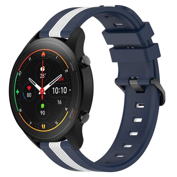 Per Xiaomi MI Watch S1 Pro Cinturino in silicone bicolore verticale da 22 mm (blu + bianco)