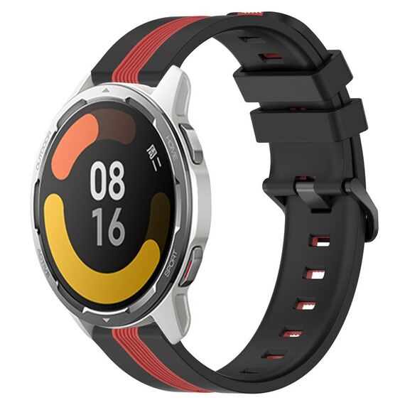 Per Xiaomi MI Watch Color 2 22mm Cinturino in silicone bicolore verticale (nero + rosso)