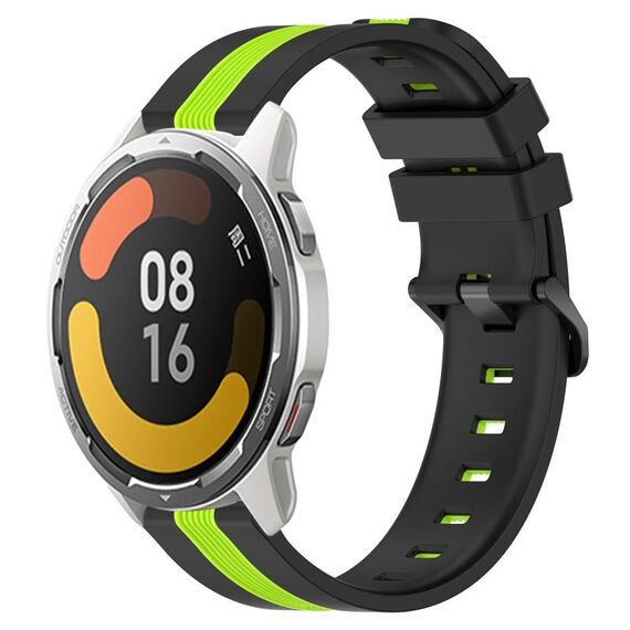 Per Xiaomi MI Watch Color 2 22mm Cinturino in silicone bicolore verticale (nero + verde lime)