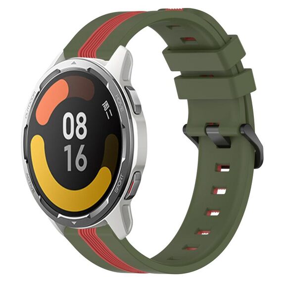 Per Xiaomi MI Watch Color 2 22mm Cinturino in silicone bicolore verticale (verde militare + rosso)