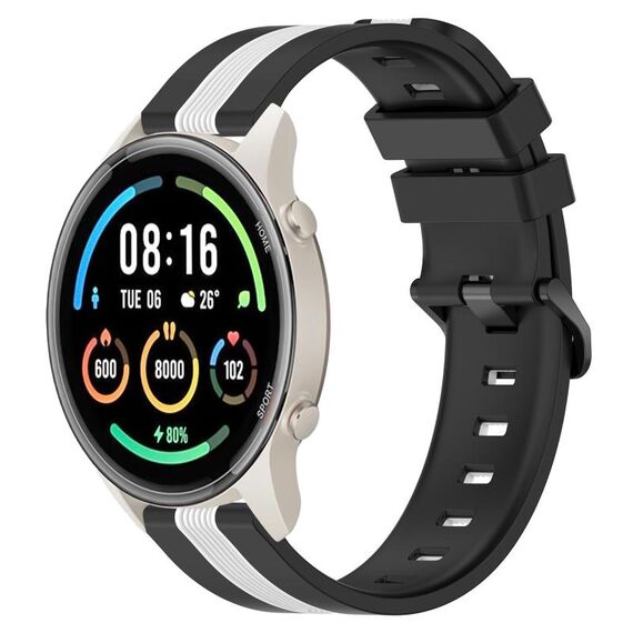 Per Xiaomi MI Watch Sport Cinturino in silicone bicolore verticale da 22 mm (nero + bianco)