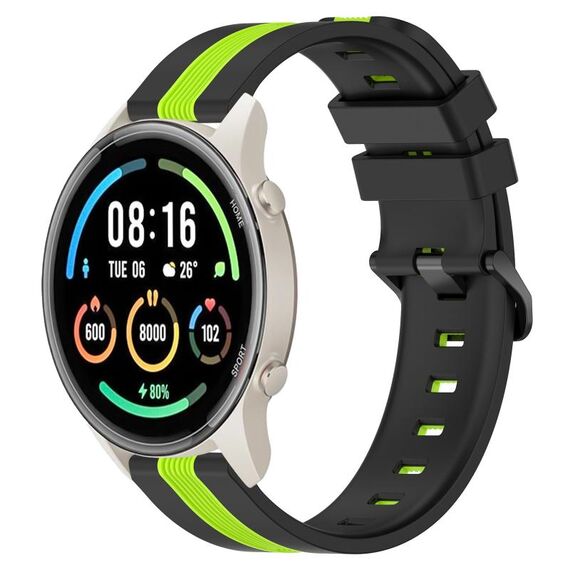 Per Xiaomi MI Watch Sport Cinturino in silicone bicolore verticale da 22 mm (nero + verde lime)