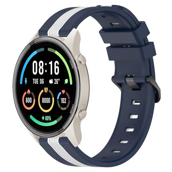 Per Xiaomi MI Watch Sport Cinturino in silicone bicolore verticale da 22 mm (blu + bianco)
