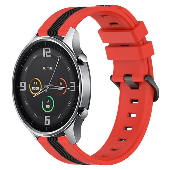 Per Xiaomi MI Watch Color 22mm Cinturino in silicone bicolore verticale (rosso + nero)