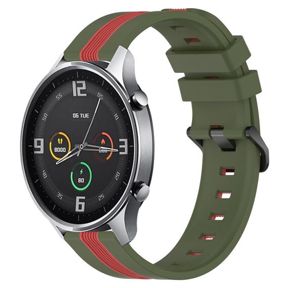 Per Xiaomi MI Watch Color 22mm Cinturino in silicone bicolore verticale (verde militare + rosso)