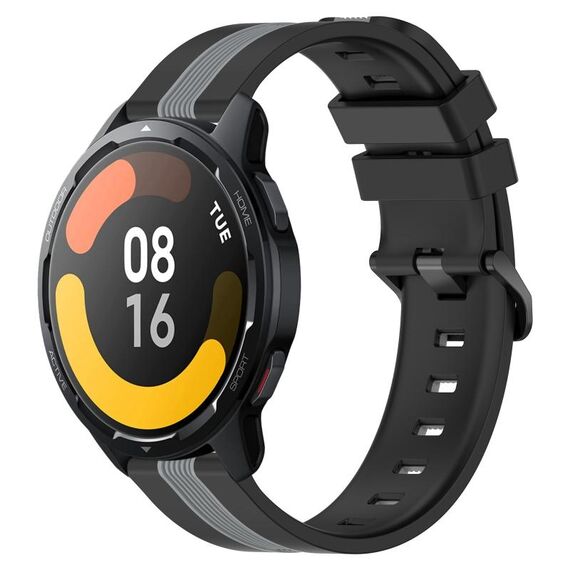 Per Xiaomi MI Watch S1 Active 22mm Cinturino in silicone bicolore verticale (nero + grigio)