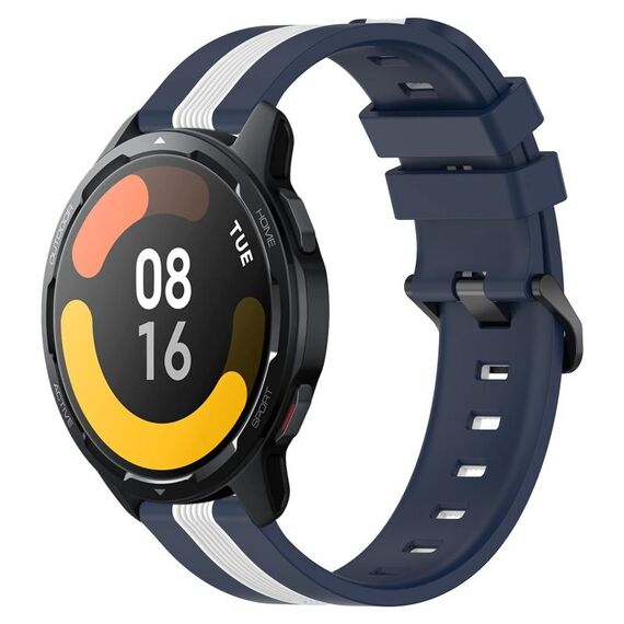 Per Xiaomi MI Watch S1 Active 22mm Cinturino in silicone bicolore verticale (blu + bianco)