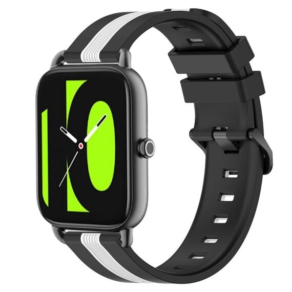Per Xiaomi Haylou RS4 LS12 Cinturino in silicone bicolore verticale da 22 mm (nero + bianco)