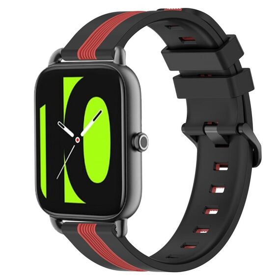 Per Xiaomi Haylou RS4 LS12 Cinturino in silicone bicolore verticale da 22 mm (nero + rosso)