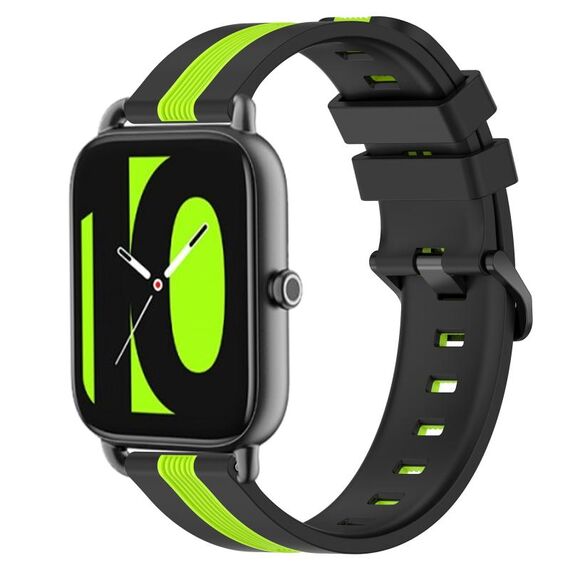 Per Xiaomi Haylou RS4 LS12 Cinturino in silicone bicolore verticale da 22 mm (nero + verde lime)