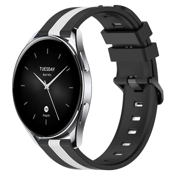 Per Xiaomi MI Watch S2 42mm 22mm Cinturino in silicone bicolore verticale (nero + bianco)