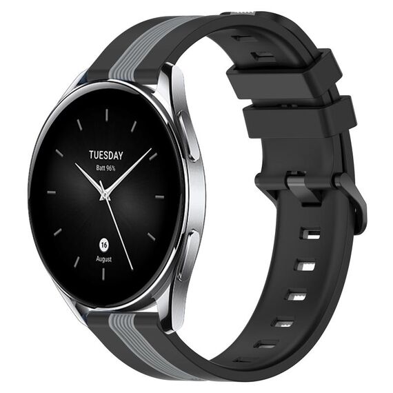 Per Xiaomi MI Watch S2 42mm 22mm Cinturino in silicone bicolore verticale (nero + grigio)