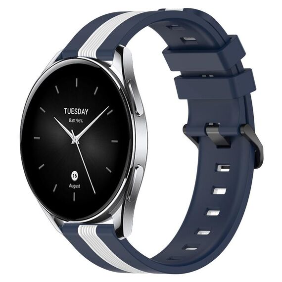 Per Xiaomi MI Watch S2 42mm 22mm Cinturino in silicone bicolore verticale (blu + bianco)