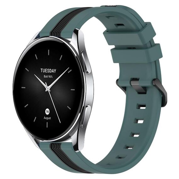 Per Xiaomi MI Watch S2 46mm 22mm Cinturino in silicone bicolore verticale (verde + nero)