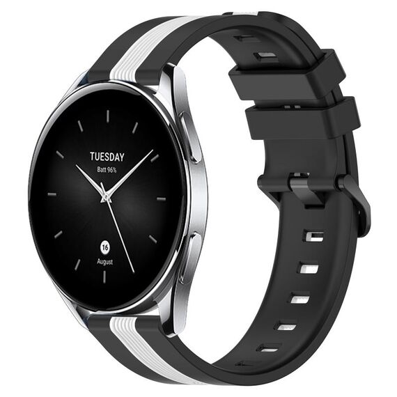 Per Xiaomi MI Watch S2 46mm 22mm Cinturino in silicone bicolore verticale (nero + bianco)