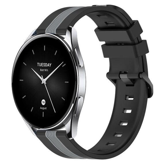 Per Xiaomi MI Watch S2 46mm 22mm Cinturino in silicone bicolore verticale (nero + grigio)