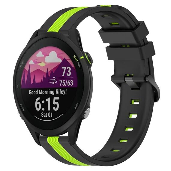 Per Garmin Forerunner 255 Cinturino in silicone bicolore verticale da 22 mm (nero + verde lime)