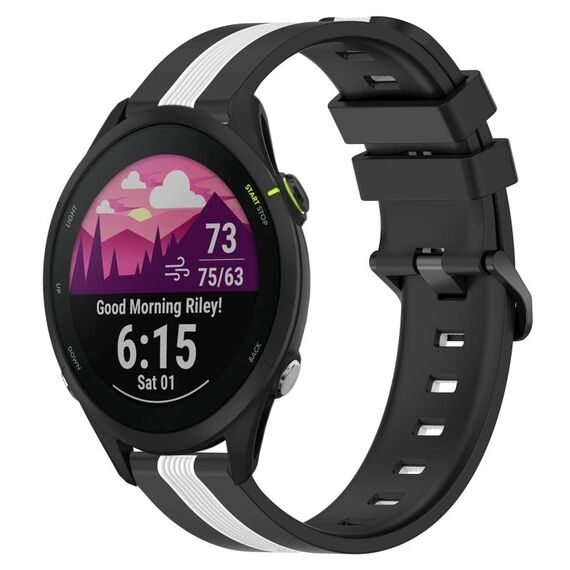Per Garmin Forerunner 255 Music Cinturino in silicone bicolore verticale da 22 mm (nero + bianco)