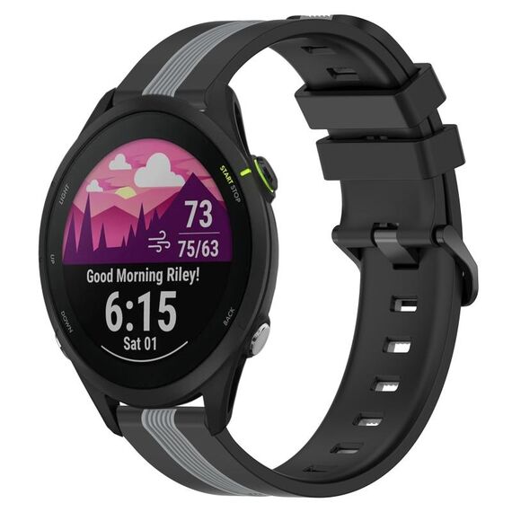 Per Garmin Forerunner 255 Music Cinturino in silicone bicolore verticale da 22 mm (nero + grigio)