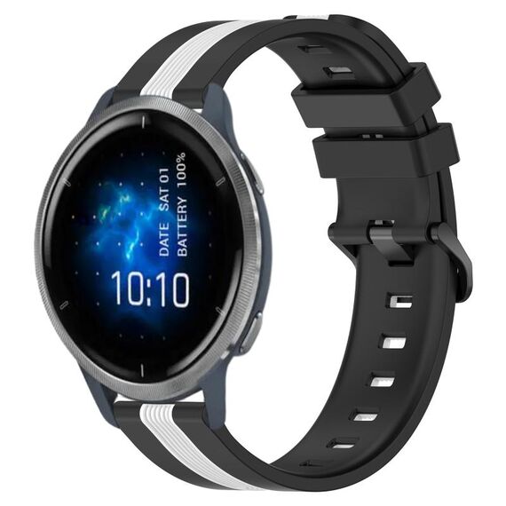 Per cinturino in silicone bicolore verticale da 22 mm Garmin Venu 2 (nero + bianco)