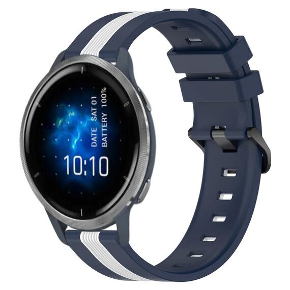 Per cinturino in silicone bicolore verticale da 22 mm Garmin Venu 2 (blu + bianco)