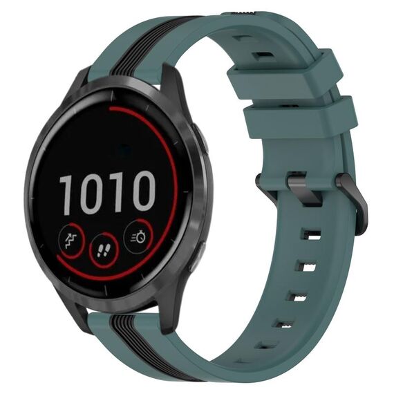 Per cinturino in silicone bicolore verticale da 22 mm Garmin Vivoactive 4 (verde + nero)