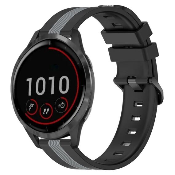 Per cinturino in silicone bicolore verticale da 22 mm Garmin Vivoactive 4 (nero + grigio)