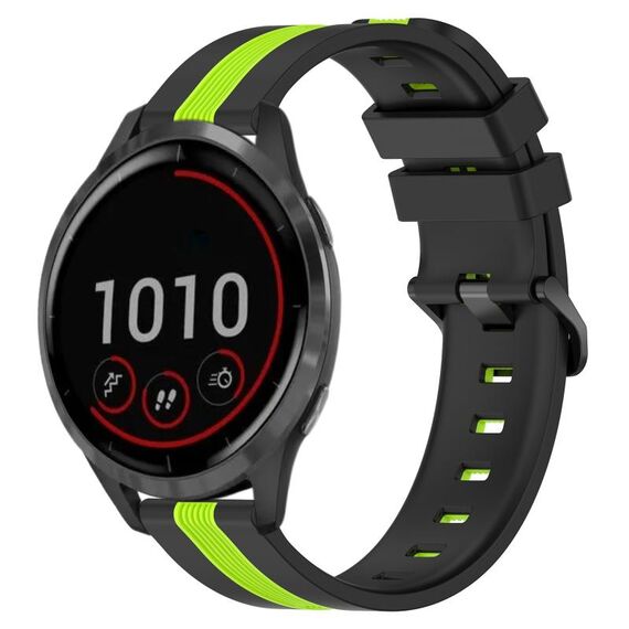 Per cinturino in silicone bicolore verticale da 22 mm Garmin Vivoactive 4 (nero + verde lime)